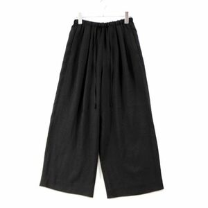 ENFOLD エンフォルド 22SS リネンライク ワイドゴムTROUSERS パンツ 34 ブラック