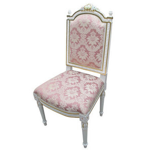 在庫確認お願いします大特価！ロココ調プリンセス姫系ホワイトウッド枠ピンクのダイニングチェア　姫系ピンクのダイニングチェア椅子