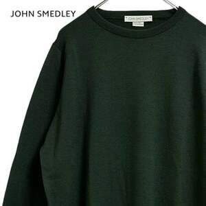 TC240ね@ JOHN SMEDLER 美品 英国製 ニュージーランドメリノウール ニット セーター メンズ Mサイズ グリーン