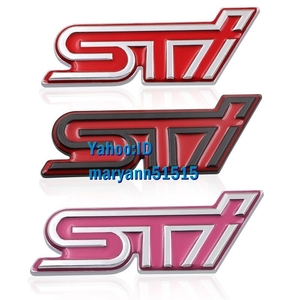 STi メタルエンブレム ピンクorレッドorブラック スバル SUBARU ステッカー バッジ インプレッサ フォレスター アウトバック レガシー