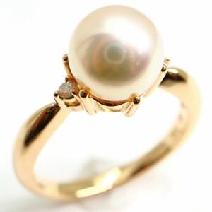 TASAKI(田崎真珠)箱付き!!《K18 天然ダイヤモンド/アコヤ本真珠リング》M 約3.5g 約8号 0.03ct diamond ring jewelry 指輪 EC1/EC1
