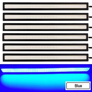 【６個セット】 LED デイライト バーライト COB 全面発光 (青) / 17㎝ 12V 両面テープ付き 防水 ◆