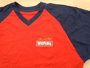 WANDA アサヒ ワンダ モーニングショット★Vネック Tシャツ★レア 古着★e