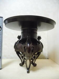 K95-14S　花瓶　薄端　三足　鳳凰　銅製　中古　セット高さ約26ｃｍ　（T3-3）　