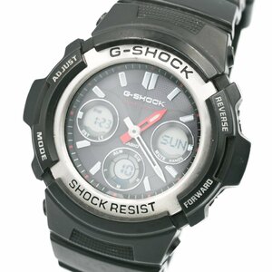 1円 稼動 良品 CASIO カシオ G-SHOCK Gショック AWG-M100A タフソーラー電波受信 QZ アナデジ ネイビー文字盤 ボーイズ腕時計 220520240319