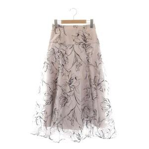 アプワイザーリッシェ Apuweiser-riche 23SS ピオニーライン刺繍スカート フレア ロング 0 ピンク チャコール /DF ■OS レディース