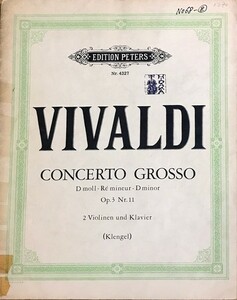 ヴィヴァルディ 2本のバイオリンのための協奏曲 ニ短調 Op.3/11 (2ヴァイオリン＋ピアノ) 輸入楽譜 Vivaldi Concerto Grosso D moll 洋書