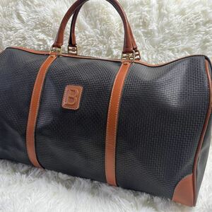 即決★BALLY★レザーコンビボストンバッグ バリー ネイビー PVC 旅行