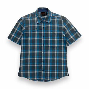 MAMMUT マムート パシフィッククレストシャツ 半袖 チェック シャツ ブルー系 L アウトドア