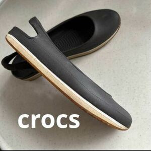 crocs クロックス　バックストラップ　フラットシューズ　W 5 ブラウン