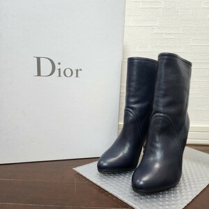 Christian Dior☆クリスチャン・ディオール☆ショートブーツ☆ネイビー☆サイズ３６ハーフ イタリア製