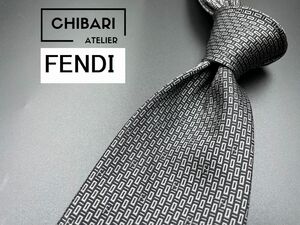 【新古品】FENDI　フェンディ　FFロゴ＆ドット柄　ネクタイ　3本以上送料無料　ブラックグレイ　0403159