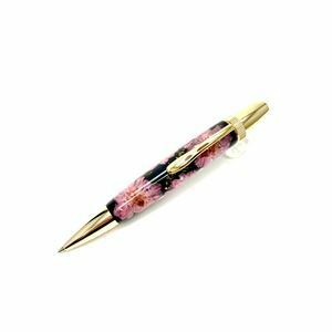 【新品】花柄 ボールペン/文房具 【八重桜 ブラック】 パーカータイプ 芯：0.7mm 日本製 文具 オフィス用品 『Frower Pen』