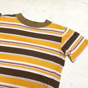 USA古着 70s マルチ ボーダー Tシャツ 半袖 / ヴィンテージ VINTAGE アメリカ 総柄 マルチ 70年代 レトロ レディース