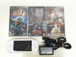 Z233-N37-1128 SONY ソニー PSP 1000シリーズ PSP-1000 本体+ソフト3点 セット モンハン3rd ギレンの野望 本体通電確認済 現状品③