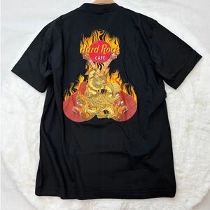 Hard Rock cafe BANGKOK ハードロックカフェ バンコク バックプリントTシャツ 黒 L クルーネック ブラック 古着 半袖 半袖プリント A5417