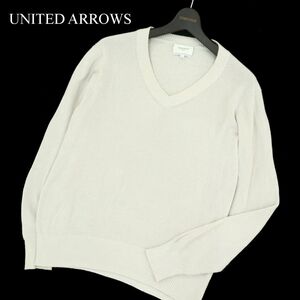 UNITED ARROWS ユナイテッドアローズ 通年 Vネック★ コットン ニット セーター Sz.L　メンズ グレー　A3T10610_9#L