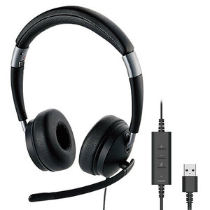 エレコム デュアルマイクノイズリダクション有線ヘッドセット USB 両耳 HS-HP101UNCBK