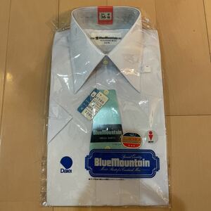 送料無料　新品未使用　Blue Mountain 半袖カッターシャツ メンズワイシャツ 首周り36 白無地　細身体　日清紡　送料込み