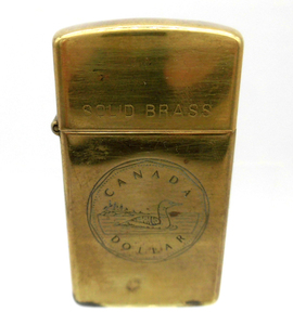 90’S ZIPPO ジッポ 1993年製 SOLID BRASS CANADA DOLLAR カナダドル ソリッドブラス スリム オイルライター