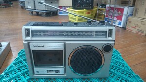 C1142 National RX-1550 昭和レトロ FM-AM RADIO CASSETTE ラジオ/ラジカセ/アンティーク/ナショナル 通電不可 現状品 JUNK