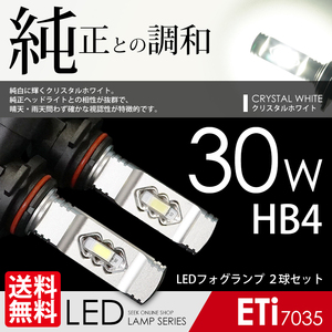 LED フォグランプ HB4 30W クリスタルホワイト 白 6000K ETiブランド 最新 7035chip LEDバルブ 国内検査後出荷 ネコポス＊ 送料無料