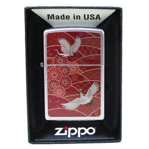 ジッポー オイルライター USA Zippo 和柄シリーズ 鶴 菊 SP-KH＆ギフトボックスセット（オイル＋フリント+BOX）/送料無料