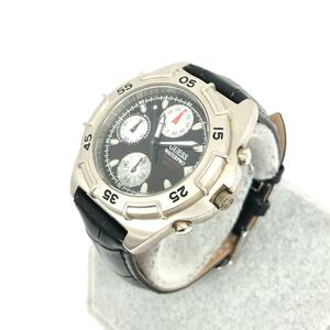 ◆GUESS ゲス 腕時計 クロノグラフ◆ ブラック/シルバーカラー SS×レザー メンズ ウォッチ watch