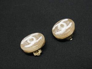 1円 CHANEL シャネル ココマーク 03A クリップ式 イヤリング アクセサリー レディース ホワイト系×ベージュ系 FA3823