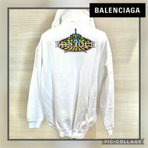 ◆新品未使用◆BALENCIAGA BONJOUR HOODIE WHITE XL バレンシアガ ボンジュール フーディー パーカー ホワイト 白 トップス 19AW