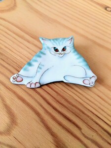 七宝焼　ハンドメイド　ネコ 猫 ブローチ　アクセサリー