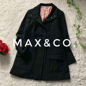 マックスアンドコー　マックスマーラ　アンゴラ混　スタンドカラーコート　黒　大きいサイズ　42サイズ　Max&Co.