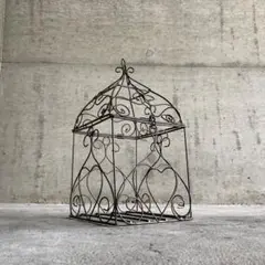 バードゲージ  籠 カゴ 花 植物 ハート型  吊り下げ 金属 置物 レトロ