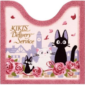 【即納】黒猫ジジのロマンチックなトイレシリーズ ジジとデート トイレマット 約60×60cm センコー 魔女の宅急便 猫 ネコ ピンク
