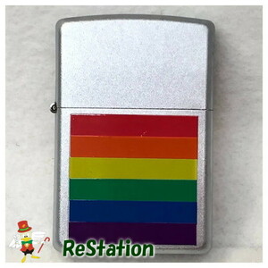 【未使用】ZIPPOレインボーフラッグLGBT　Rainbowflag　クロームサテン２０５【送料無料】