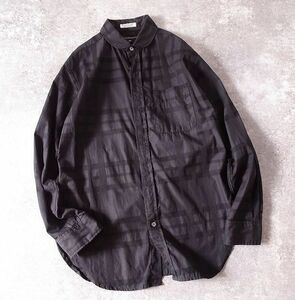 ENGINEERED GARMENTS エンジニアードガーメンツ ラウンドカラー チェック シャツ 長袖 比翼ボタン USA製 Big Plaid メンズ (XS) 黒 o-570