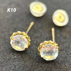 K10 ピアス ダイヤ型 透明石♡ジュエリー アクセサリー