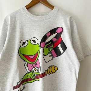 90s Kermit Tシャツ L グレー USA製 ビンテージ 90年代 カーミット セサミストリート キャラクター アメリカ製 オリジナル ヴィンテージ