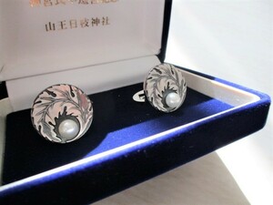 新品　山王日枝神社第62回式年遷宮記念カフスリング　シルバー銀製 真珠　送料無料