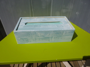 手造り　米ヒバティッシュケース（箱ティッシュ・エコパック兼用）クラッキング風塗装　2個セット