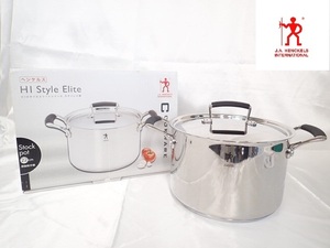 0421⑤［H］♪ヘンケルス　HIスタイルエリートシリーズ　IH対応　COOKWARE　ステンレス鍋　深型両手鍋　２２cm♪