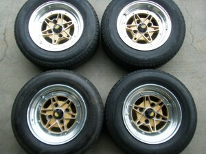 ◎H344 185/70R13 旧車 アルミホイール LEMANS 24 ルマン24 ダンロップ T-E ブリジストン SF-226 4本 4穴 114.3 6J×13 DUNLOP★富山市★