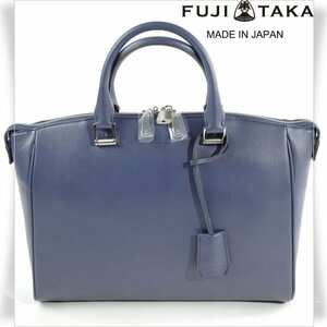 新品1円～★定価6万 FUJITAKA フジタカ 日本製 牛革レザー ビジネスバッグ ブリーフケース ネイビー オーブ 正規店本物 ◆1219◆