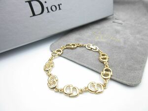 【極上美品】綺麗★ Christian Dior ブレスレット CD ロゴ クリスチャン ディオール ヴィンテージ レディース 結婚式 金色 n-n13