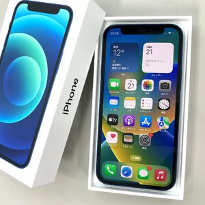 【送料無料 中古 美品】SIMフリー iPhone12 mini 64GB ブルー MGAP3J/A ≪SoftBank版(SIMロック解除済) 赤ロム補償≫【京都駅前】