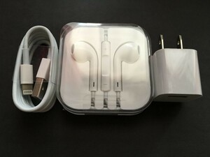 送料140円★iphone5s/iphone6s/iphone 6s plusタイプ充電器ケーブルイヤホン合計3点セット付属品