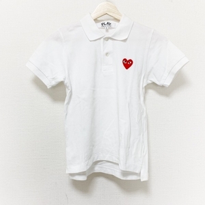 プレイコムデギャルソン PLAY COMMEdesGARCONS 半袖ポロシャツ サイズS - 白×レッド レディース ハート トップス
