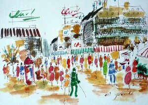 肉筆絵画 油絵 F4号 「パリの街風景」-5- 特価