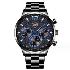 T448 新品 0m3xw8 クロノグラフ ビジネス メンズ 腕時計 黒/ブルー