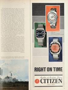 稀少・時計広告！1970年シチズン 時計広告/Citizen Automatic Watches/昭和レトロ/W